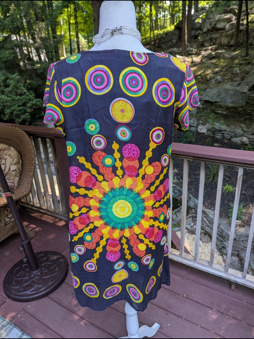 Desigual Black Tunic with Vibrant Multicolor Sunburst Embroidery - Picture 10 of 16